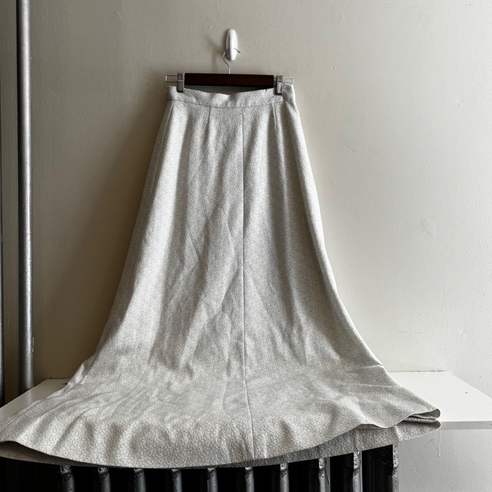 Women's Silver White Shimmer Maxi Skirt Mermaid Trumpet Flare Winter Formal VTG